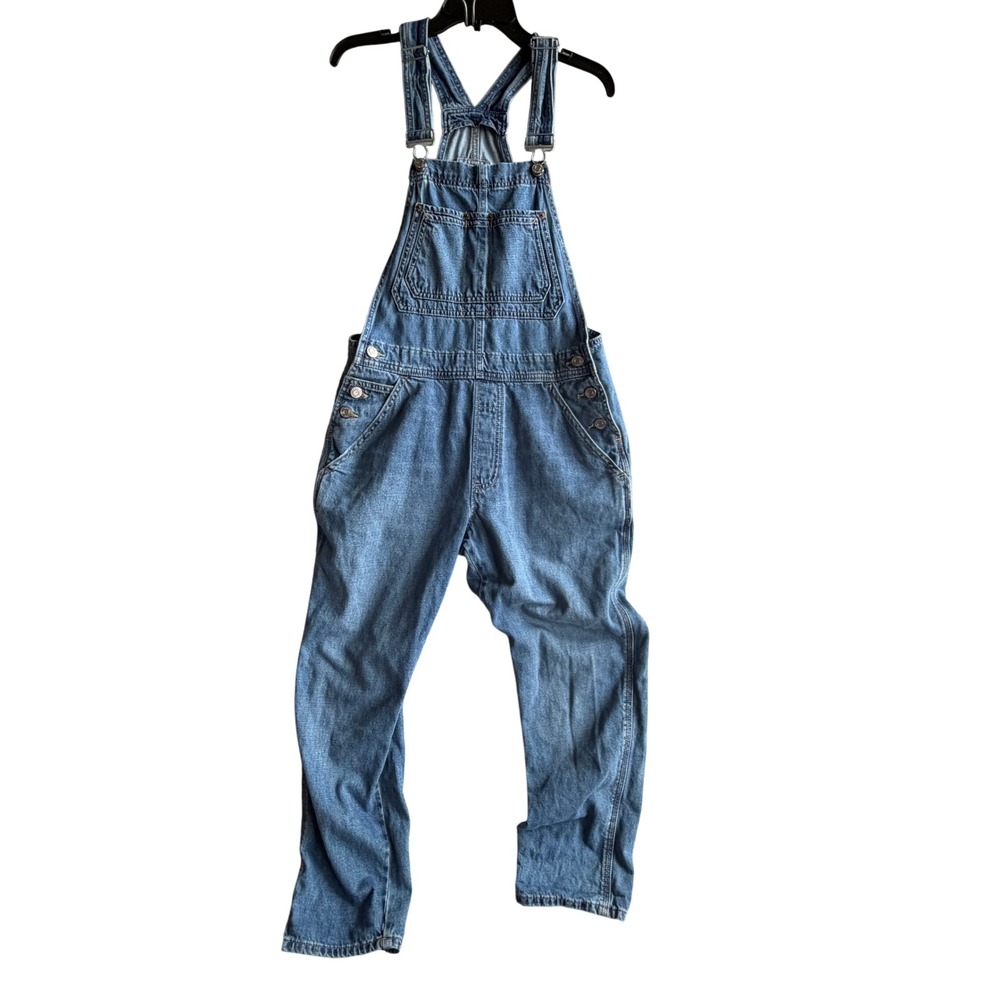 Gap Denim Overalls Womens Medium Wash Straight Leg Cotton Dungarees 29W 27L